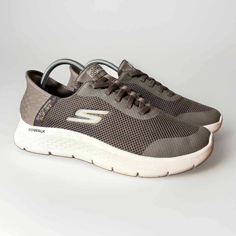 Skechers Hands Free Slip-Ins Go Walk Flex Brown Cushioned Walking Shoes Mens 9